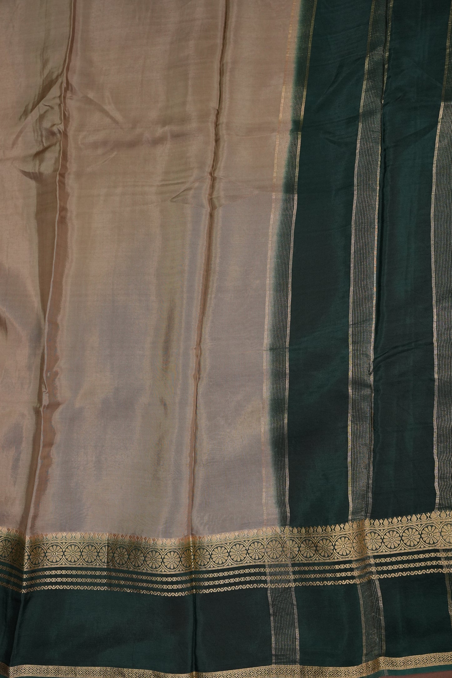 Plain Crepe Silk Saree - Champagne Beige