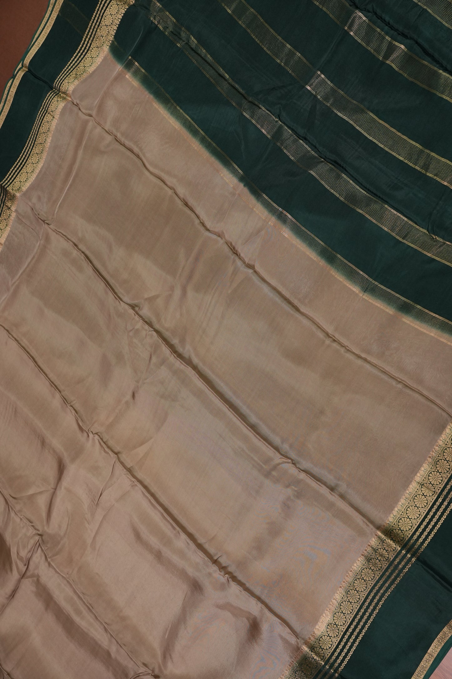 Plain Crepe Silk Saree - Champagne Beige