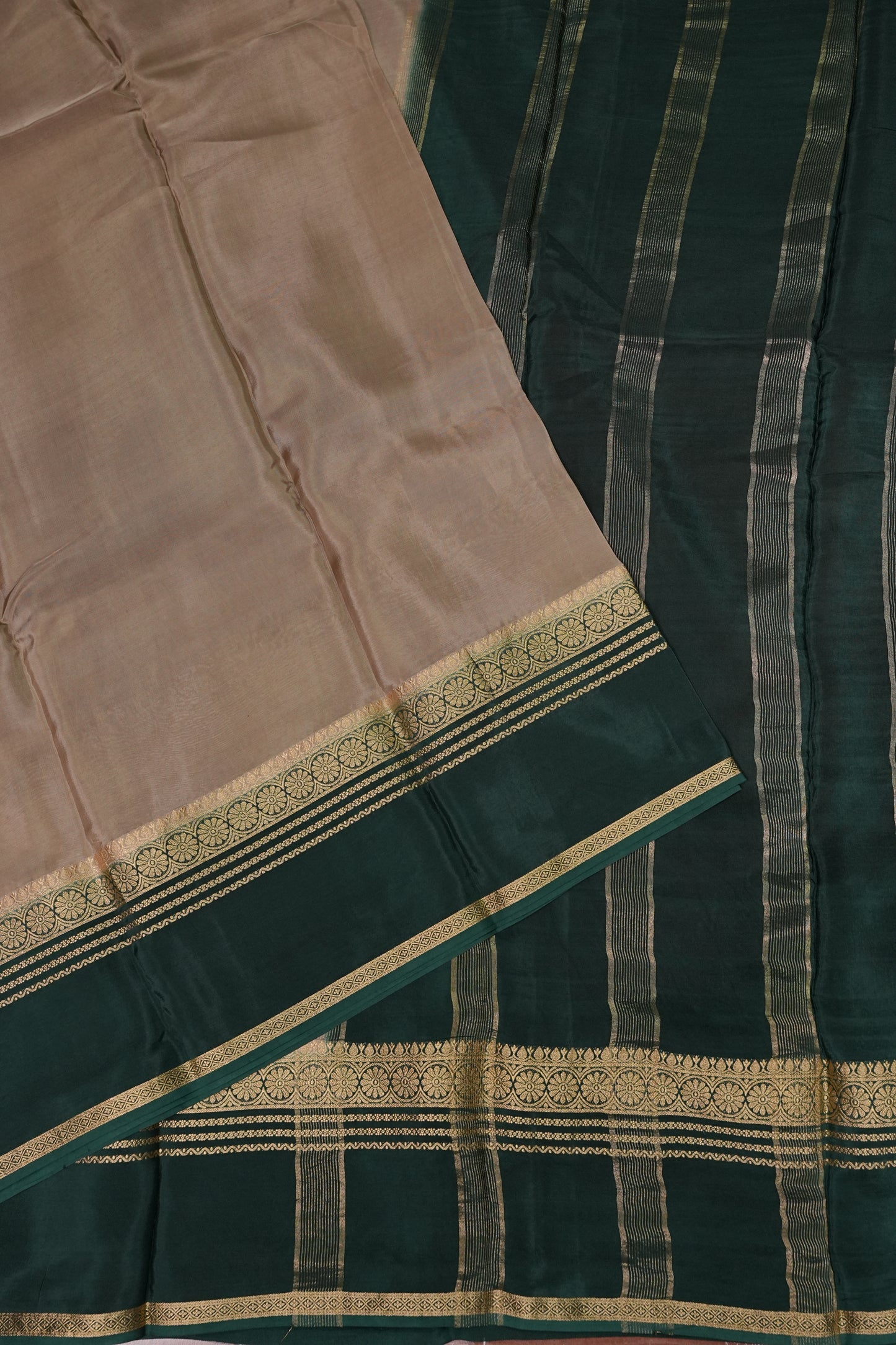 Plain Crepe Silk Saree - Champagne Beige