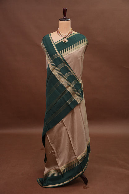 Plain Crepe Silk Saree - Champagne Beige