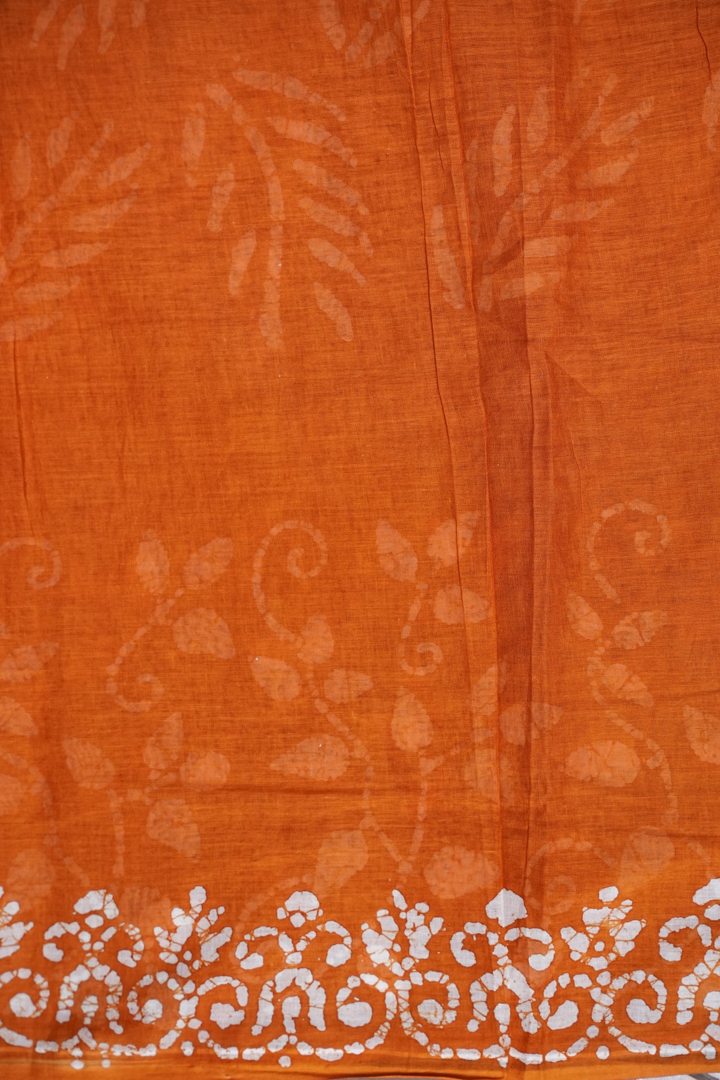 Batik Printed Mulmul Cotton Saree - Brown