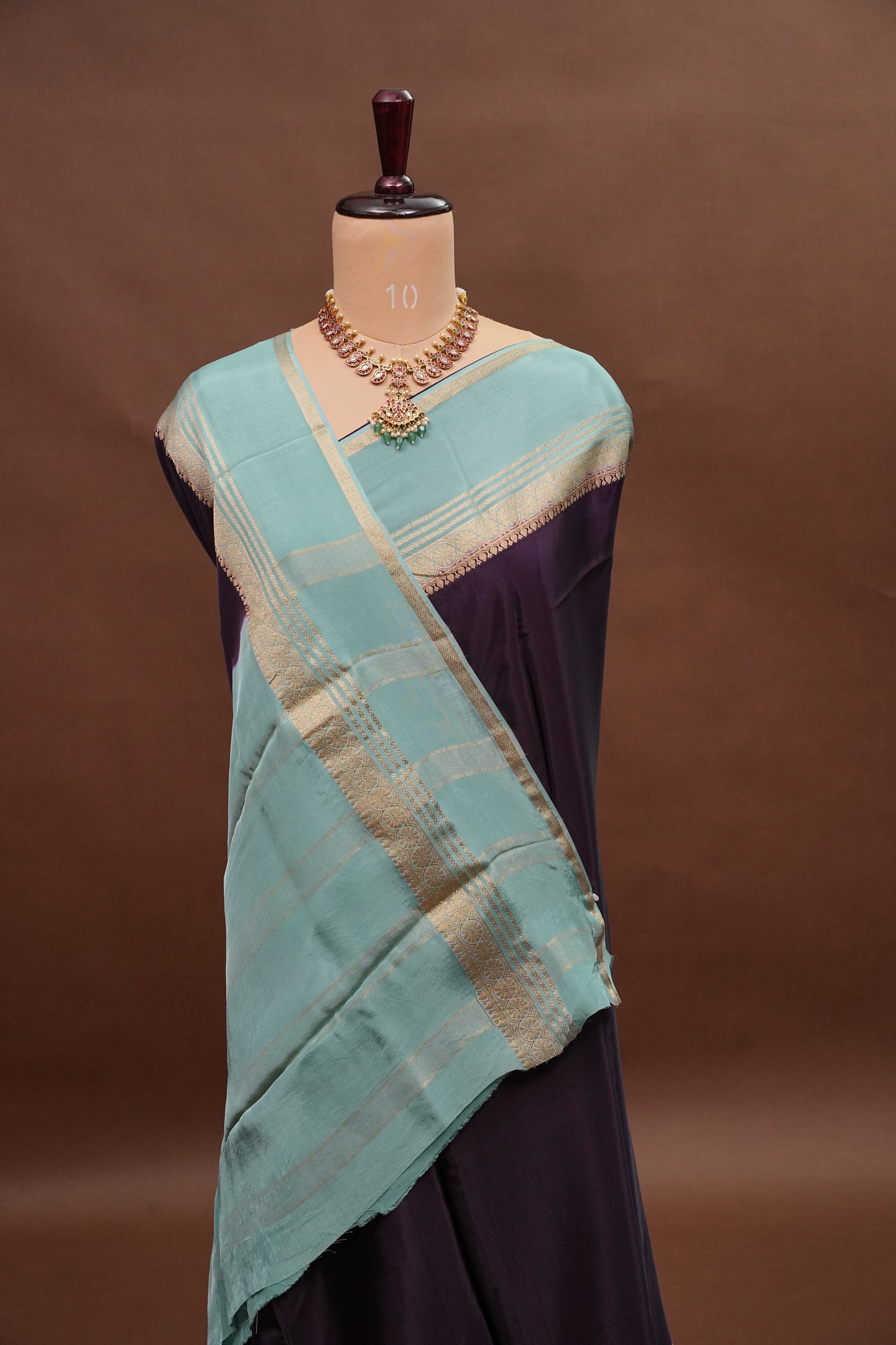 Plain Crepe Silk Saree - Deep Brinjal Purple