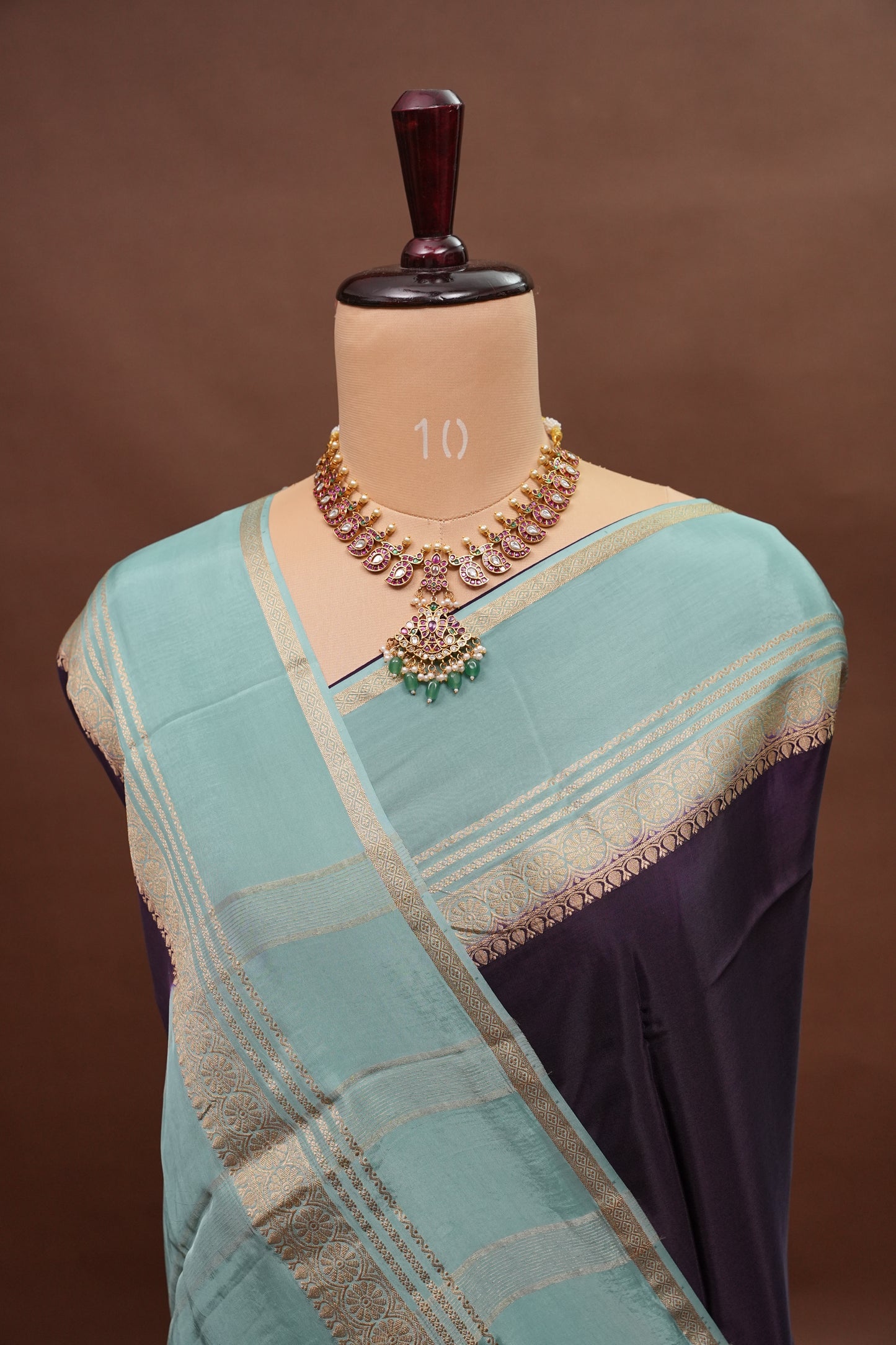 Plain Crepe Silk Saree - Deep Brinjal Purple