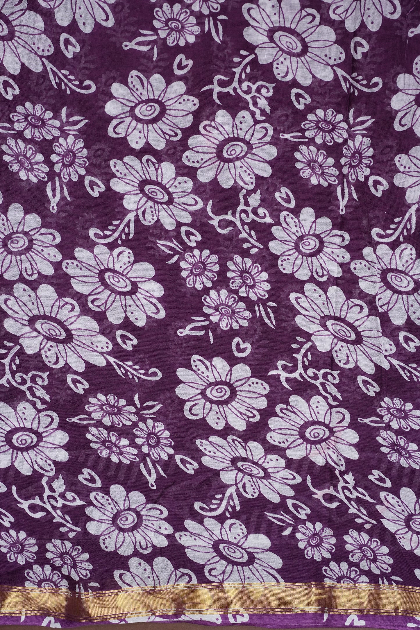 Mul Mul Cotton Ajrak Print Saree - Wine