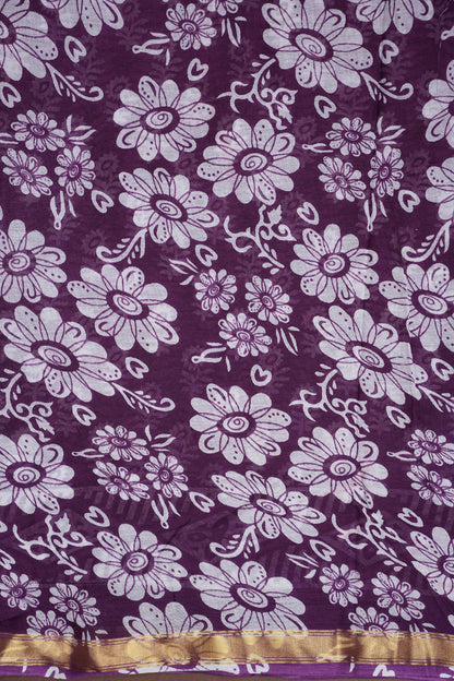 Mul Mul Cotton Ajrak Print Saree - Wine