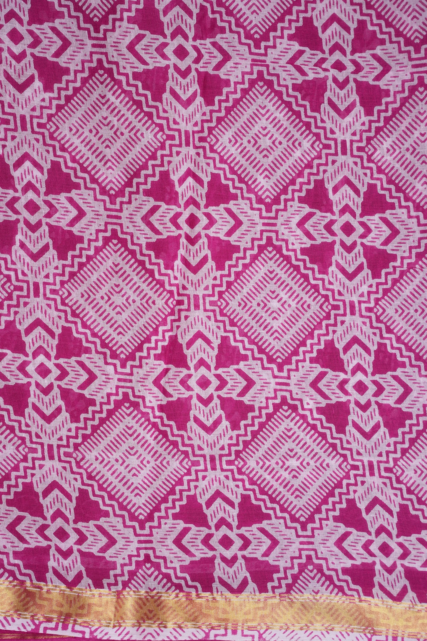 Mul Mul Cotton Ajrak Print Saree - Pink