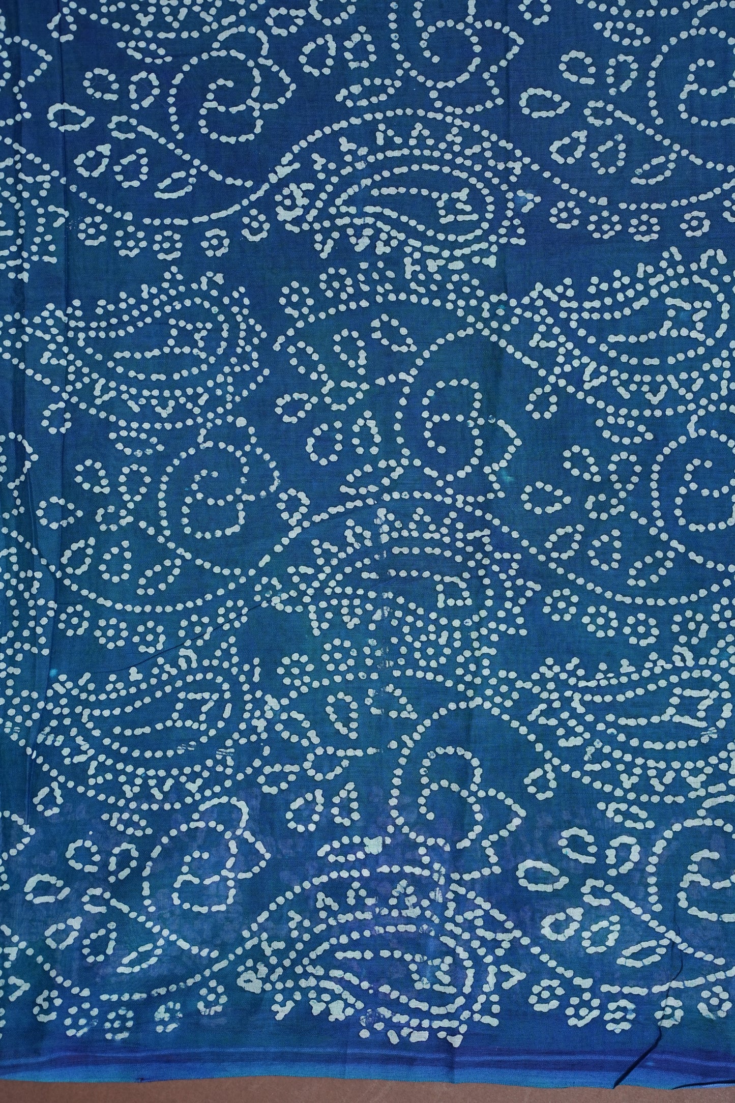 Batik Printed Mulmul Cotton Saree - Blue