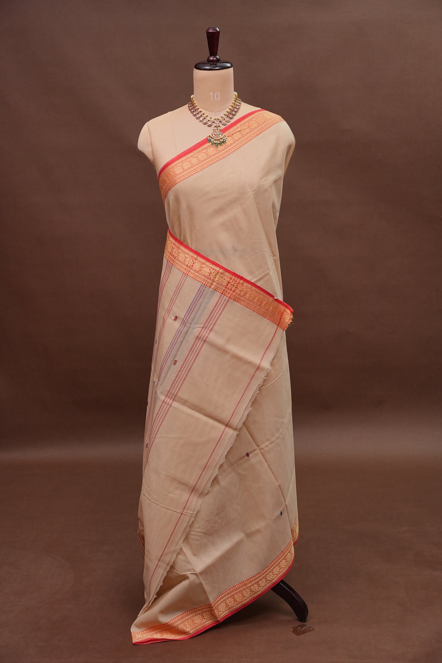 Soft Cotton Saree - Beige