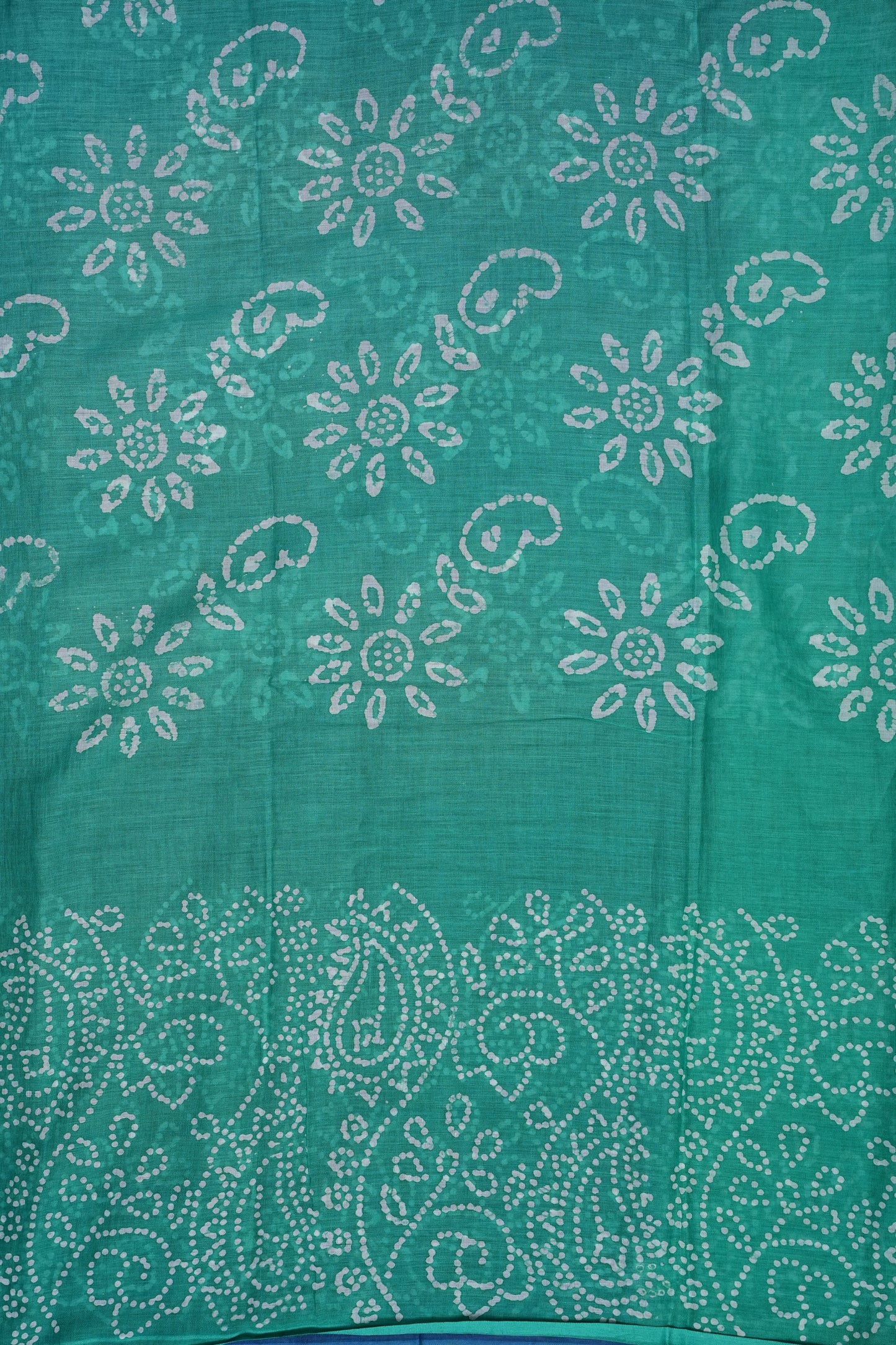 Batik Printed Mulmul Cotton Saree - Blue
