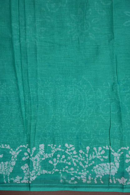 Batik Printed Mulmul Cotton Saree - Blue