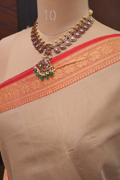 Soft Cotton Saree - Beige