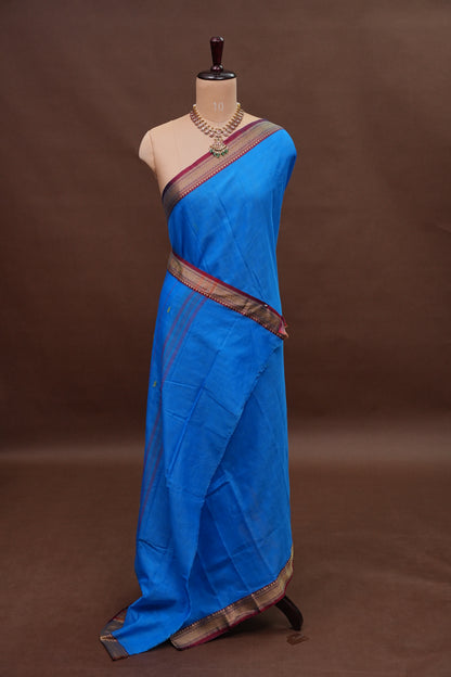 Soft Chettinad Cotton Saree - Blue