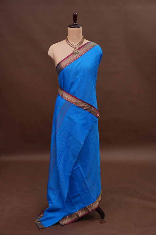 Soft Chettinad Cotton Saree - Blue