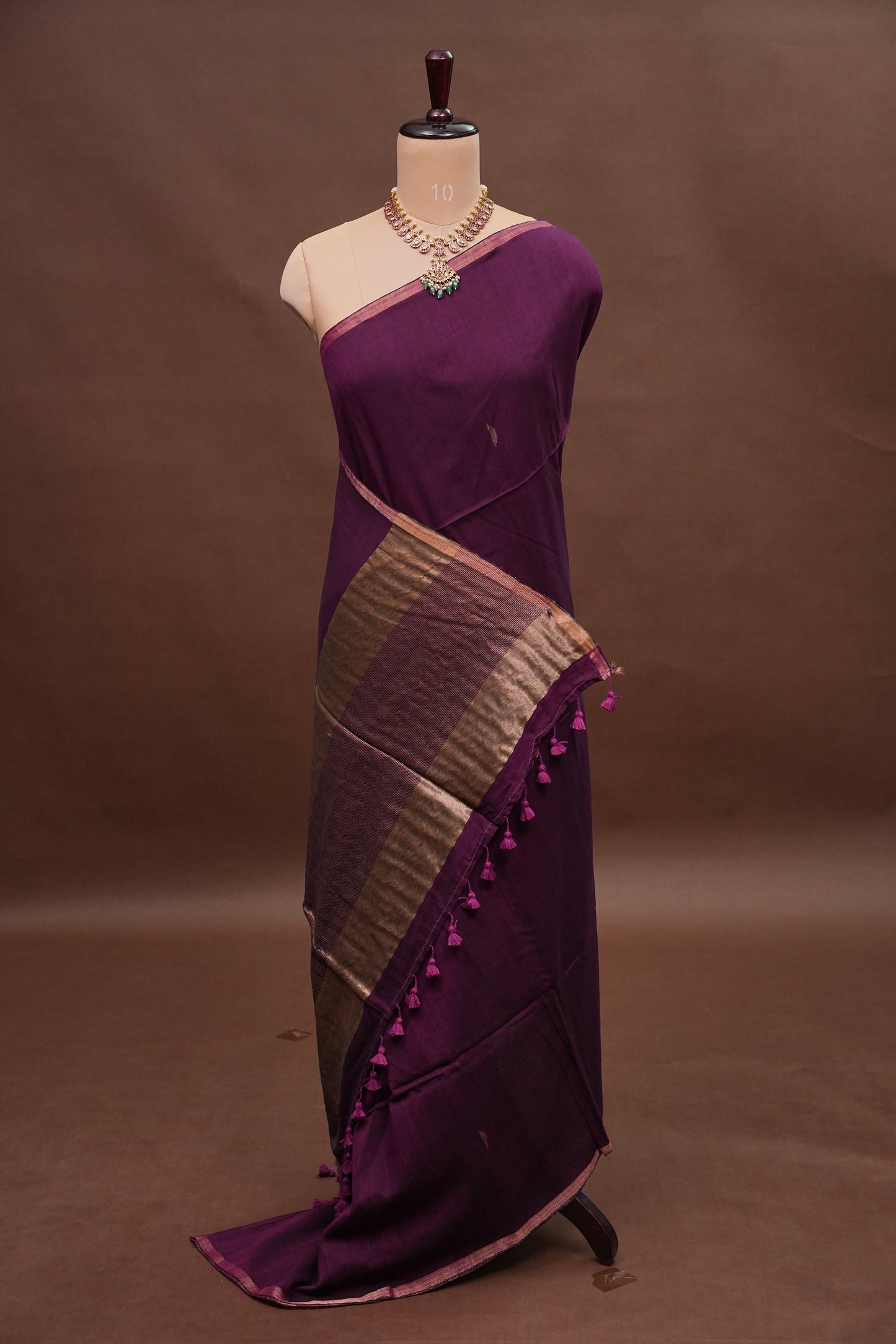 Soft Cotton Saree - Wine