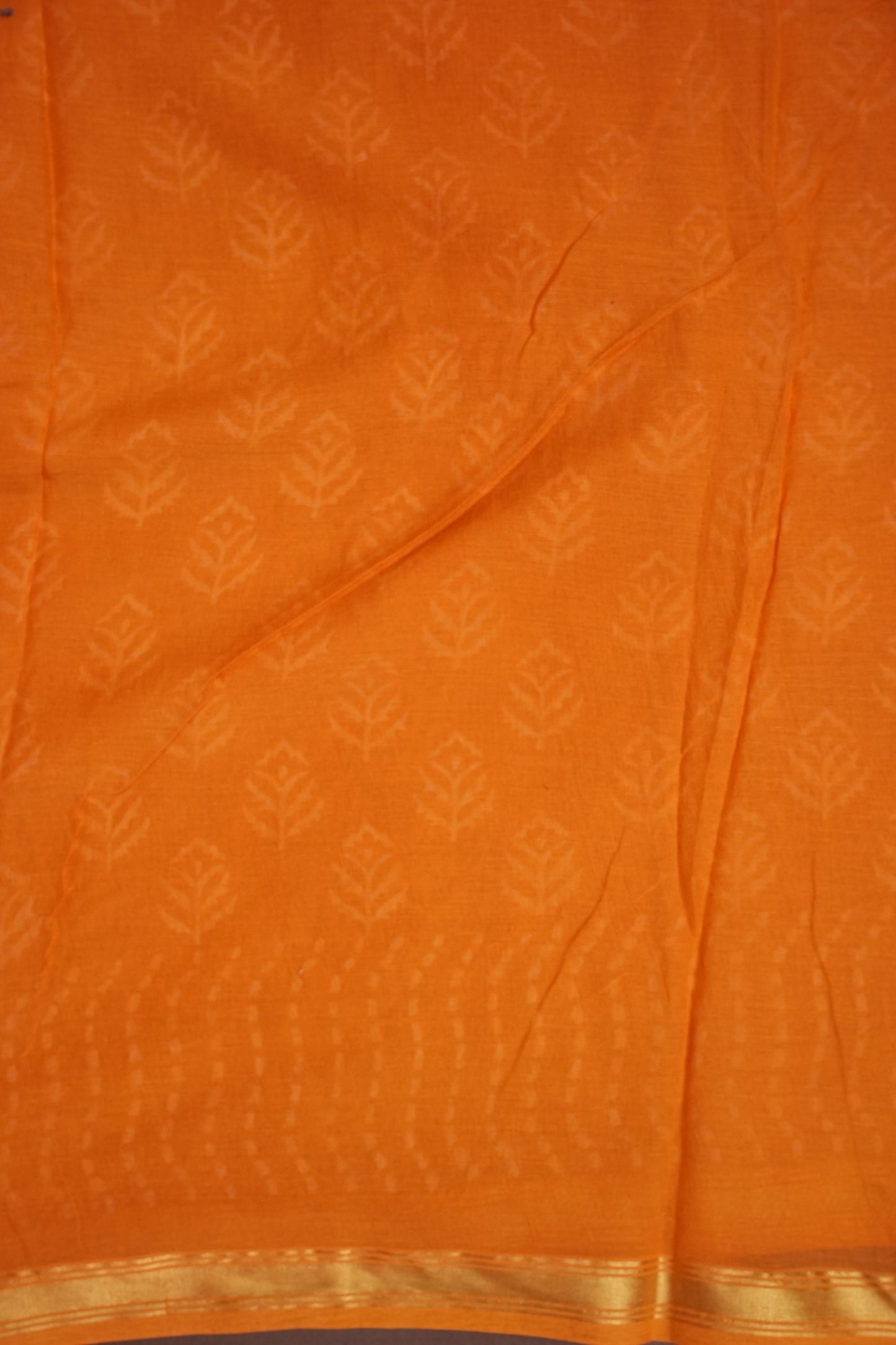 Mul Mul Cotton Ajrak Print Saree - Mustard