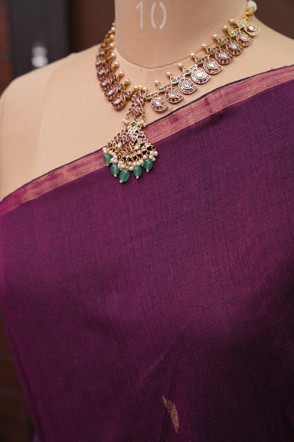 Soft Cotton Saree - Wine