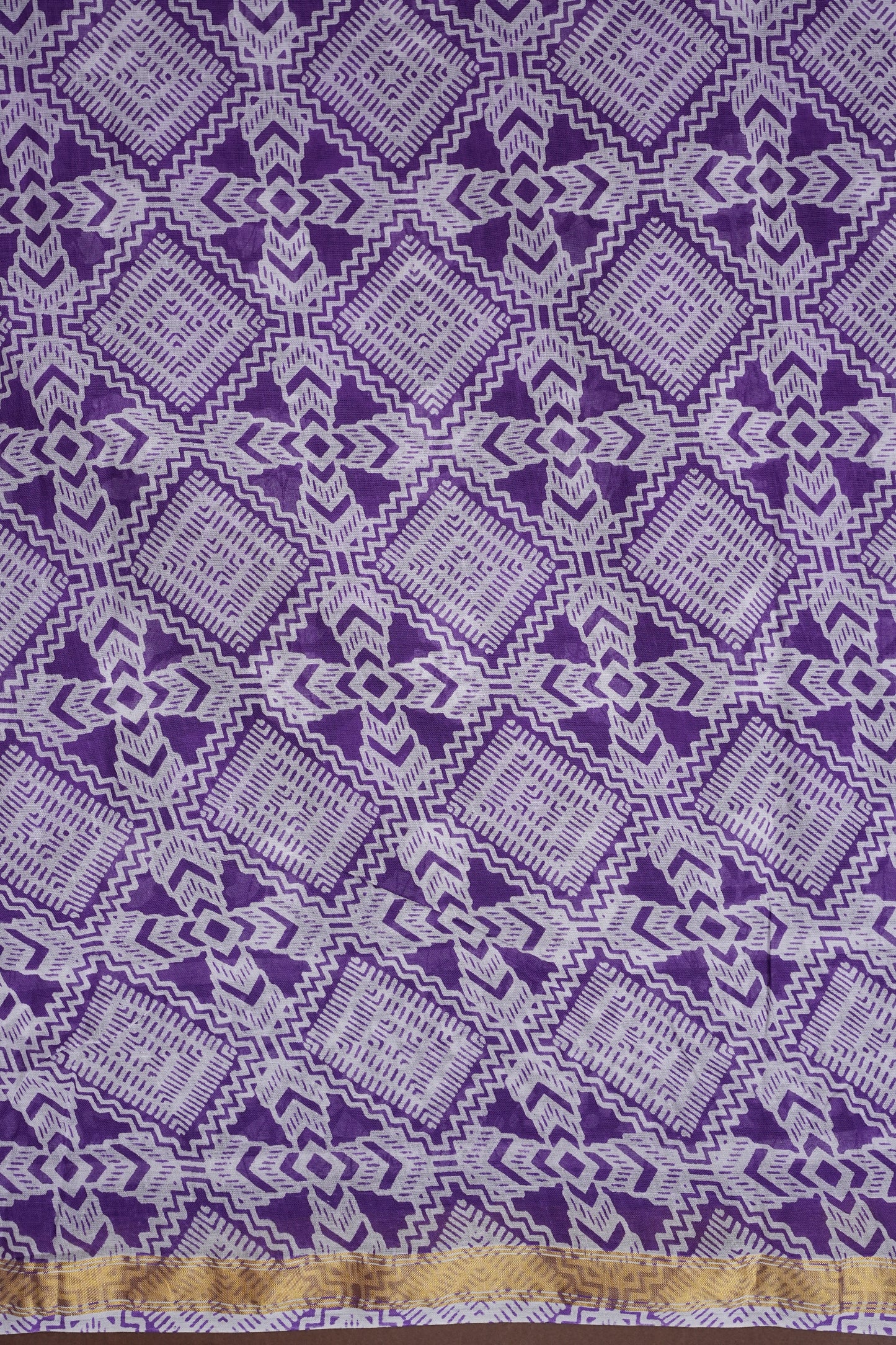 Mul Mul Cotton Ajrak Print Saree - Purple