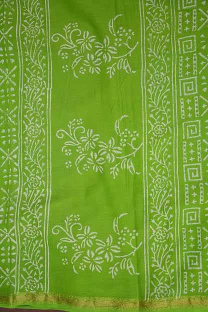 Mul Mul Cotton Ajrak Print Saree - Green