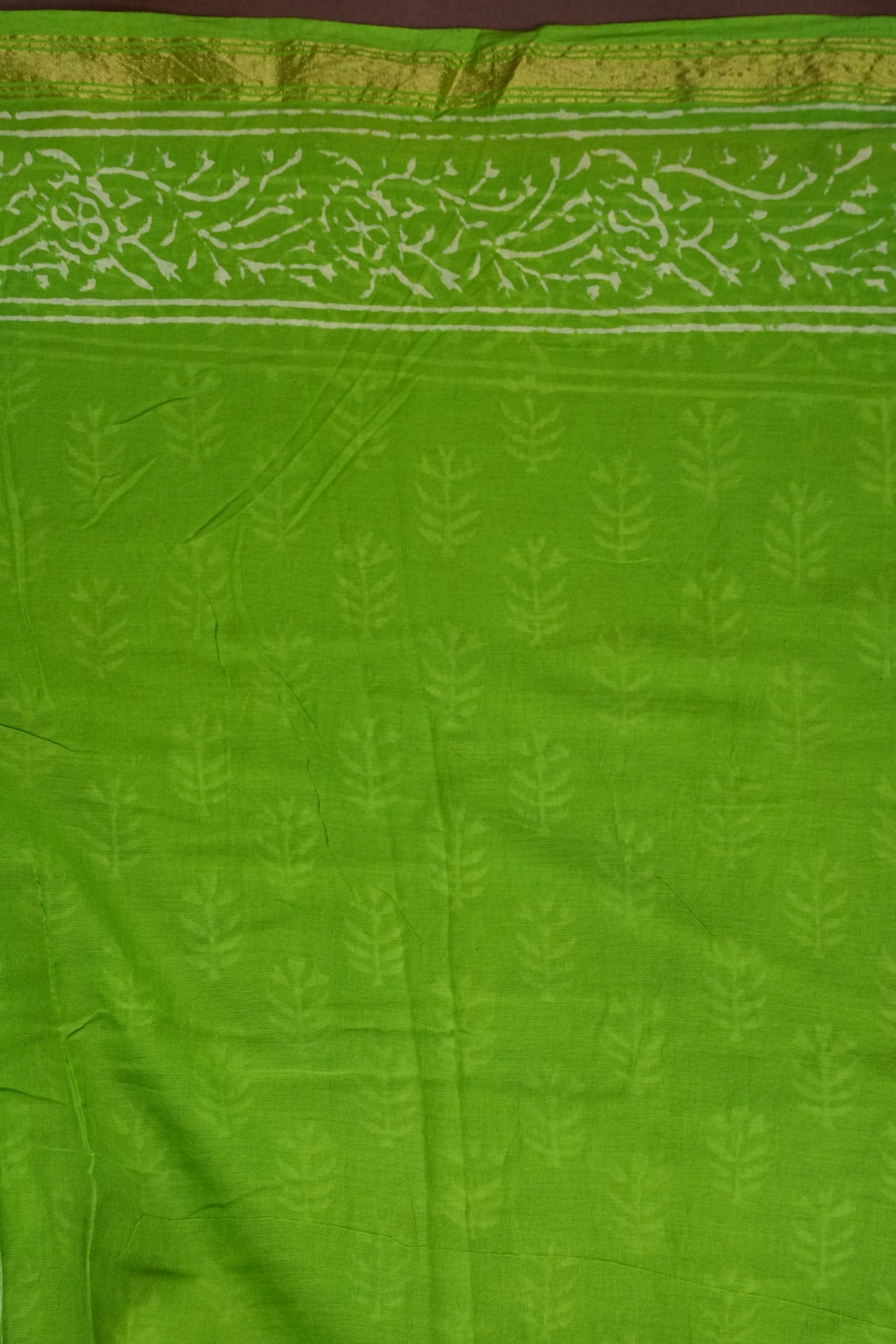 Mul Mul Cotton Ajrak Print Saree - Green