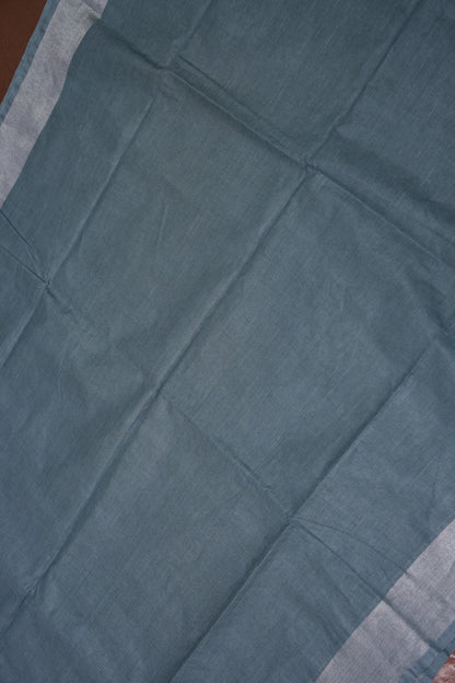 Pure Linen Saree with Tassles - Grey