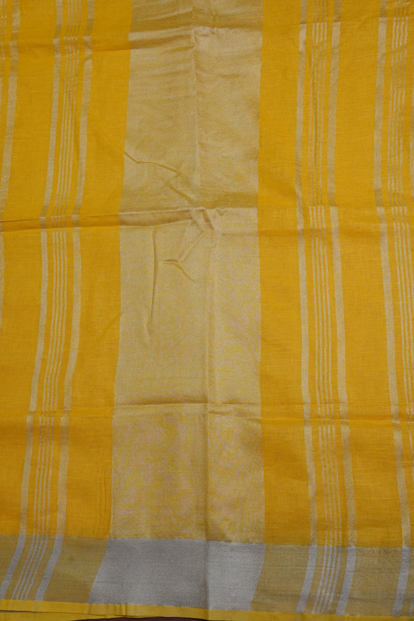 Pure Linen Saree with Tassles - Yellow