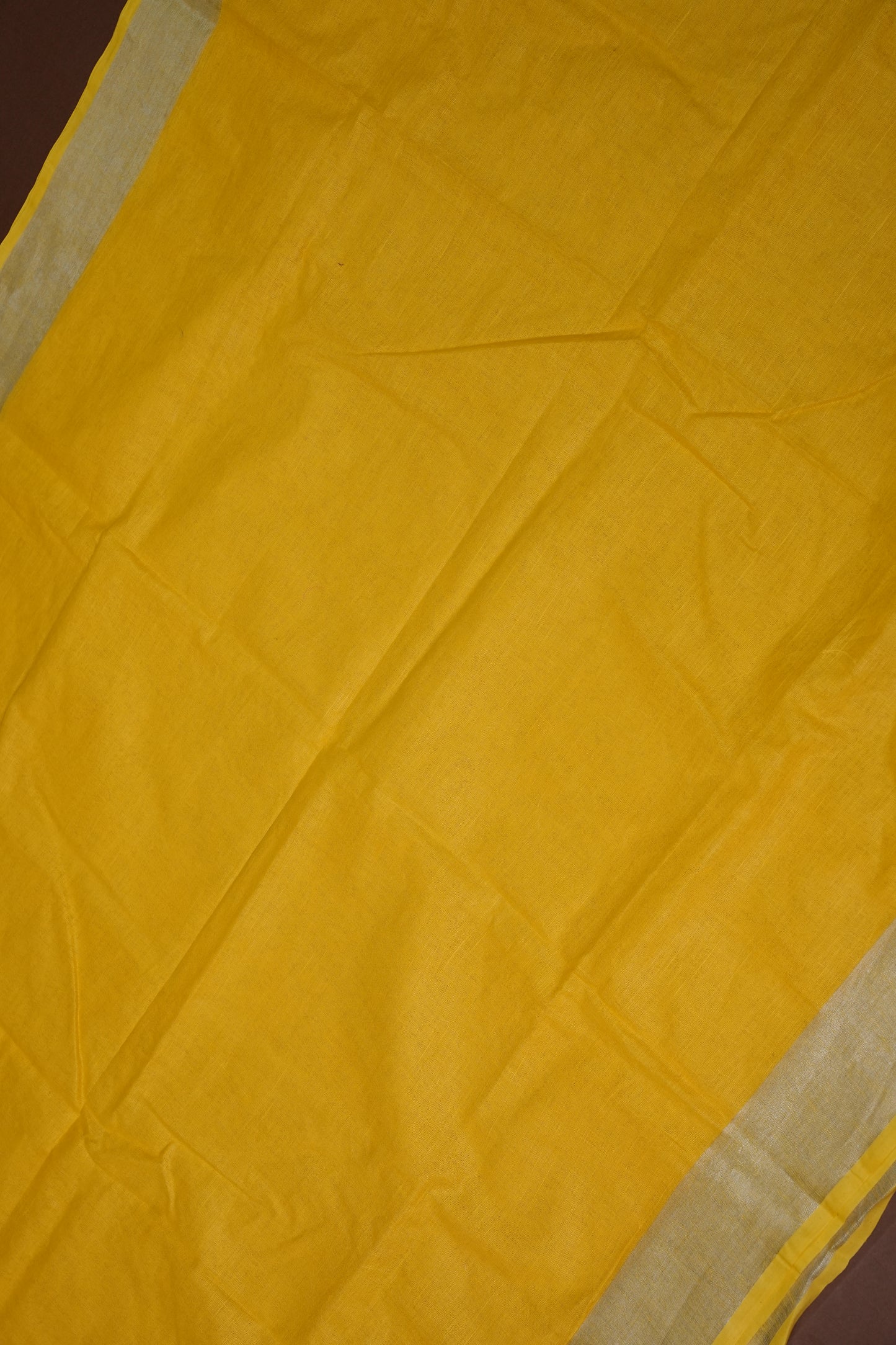 Pure Linen Saree with Tassles - Yellow