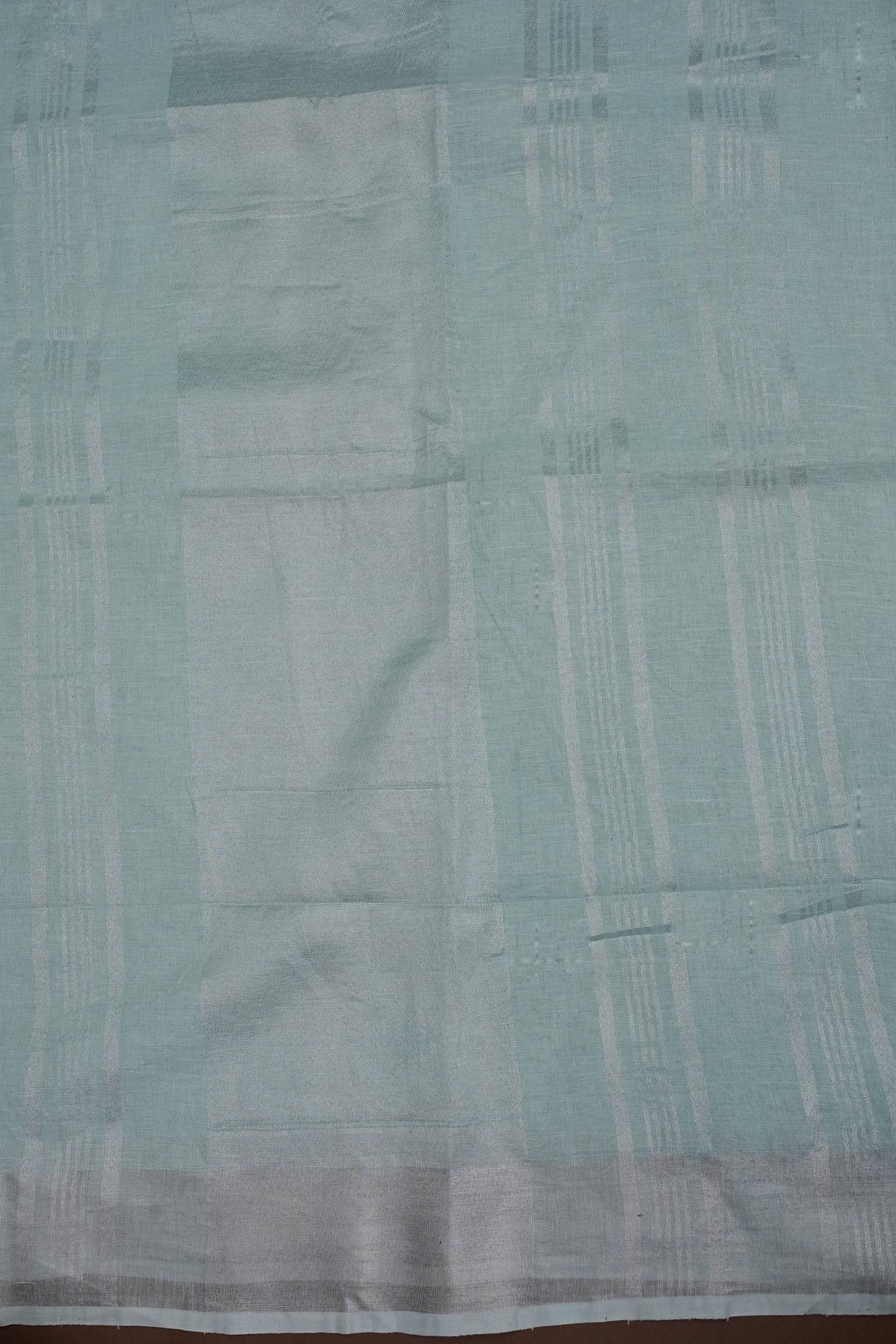 Pure Linen Saree with Tassles - Ice Blue