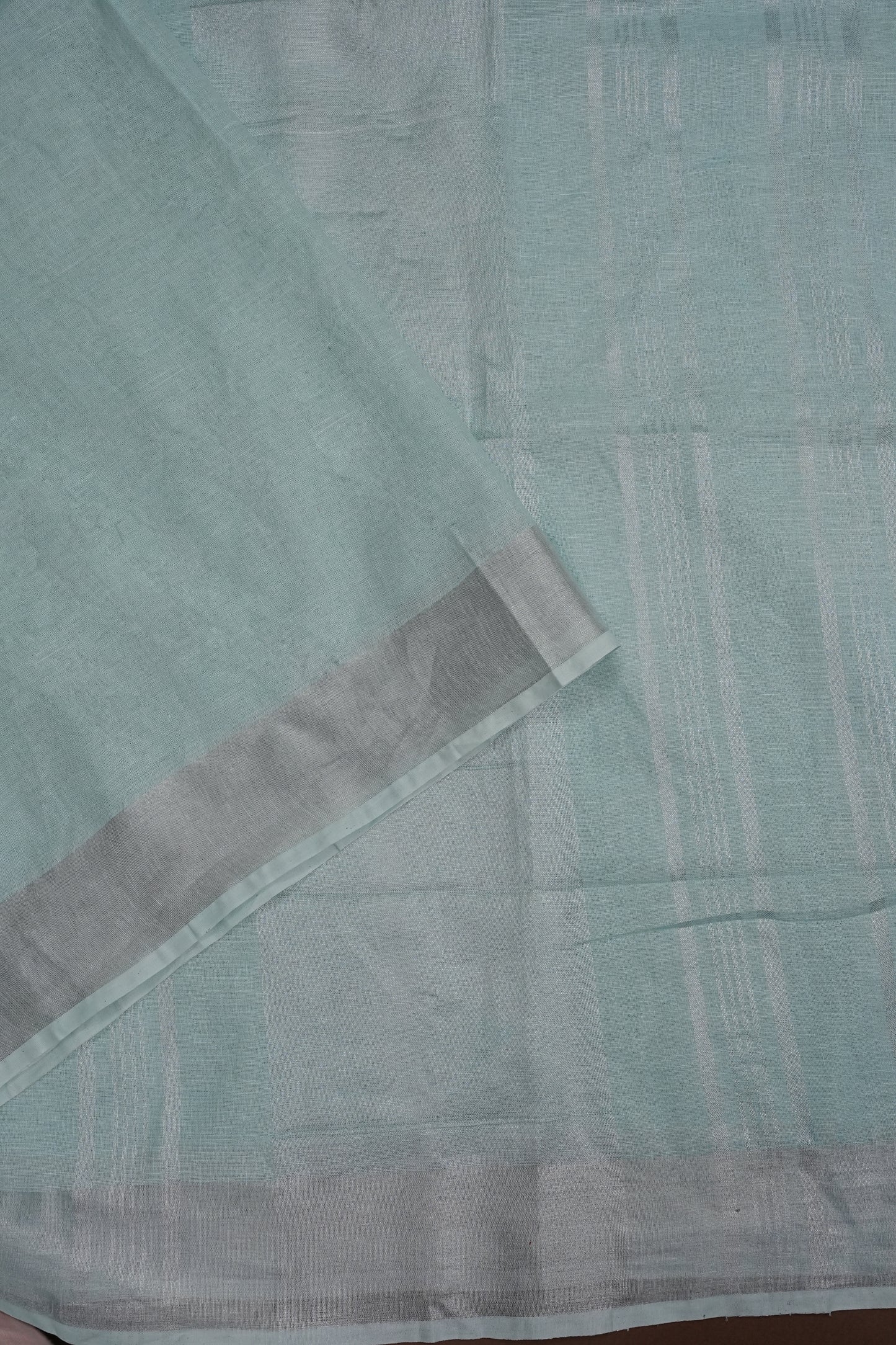 Pure Linen Saree with Tassles - Ice Blue