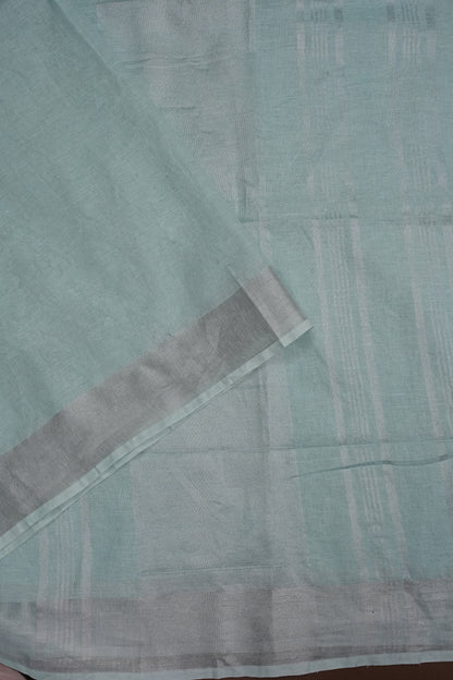 Pure Linen Saree with Tassles - Ice Blue