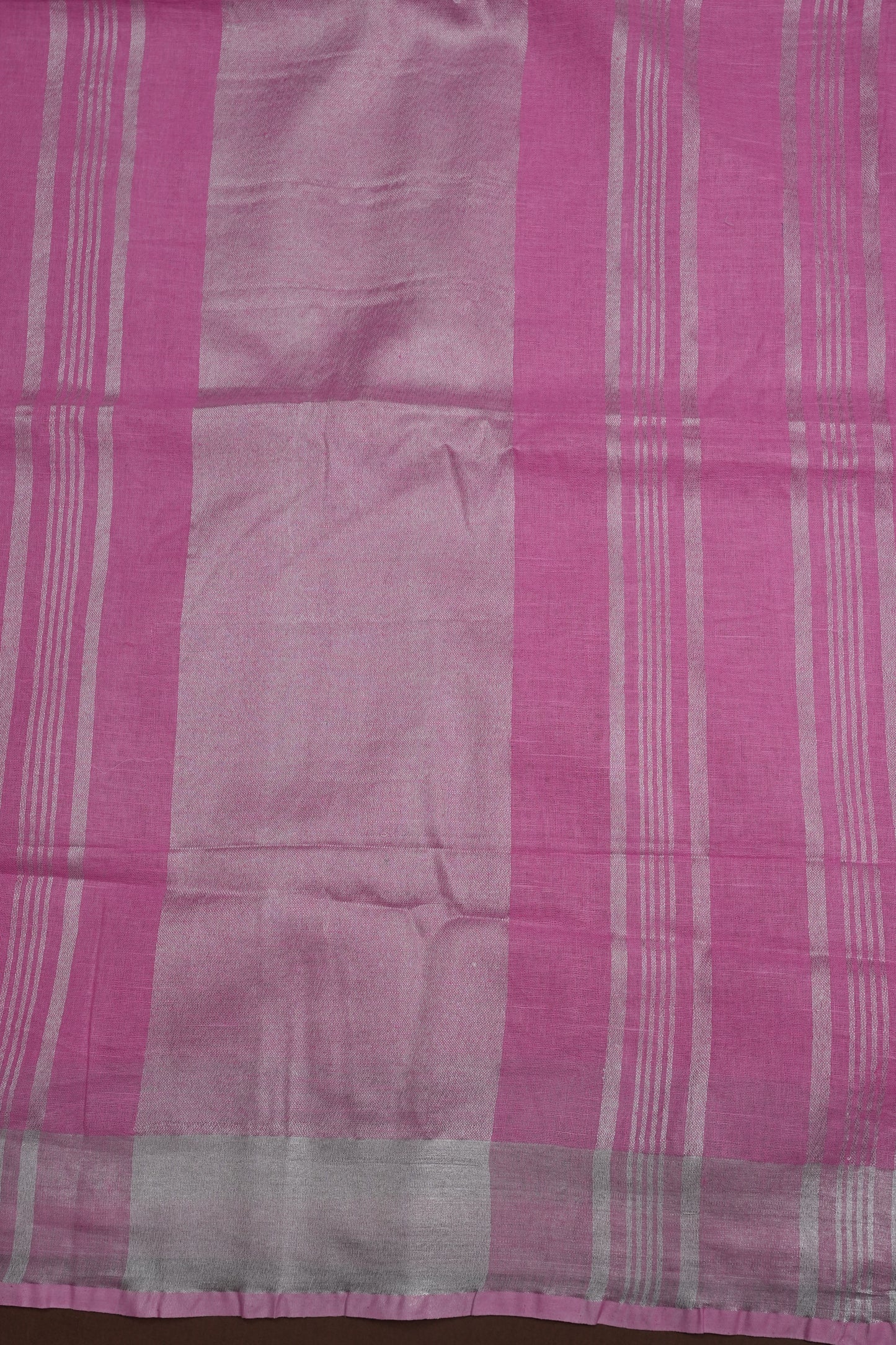 Pure Linen Saree with Tassles - Baby Pink