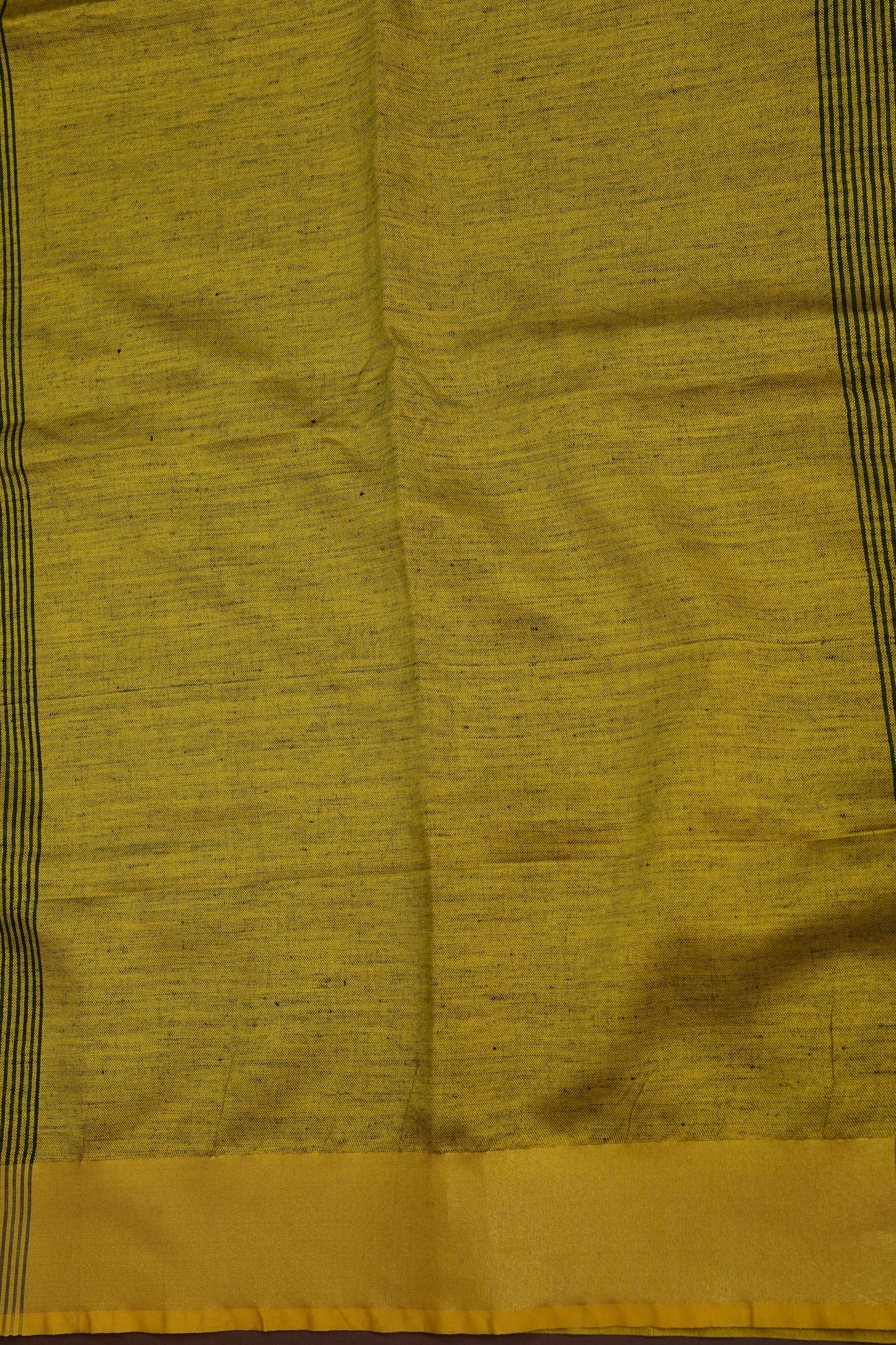 Half & Half Pure Linen Saree with Tassles - Bottle Green & Rich Mustard Yellow