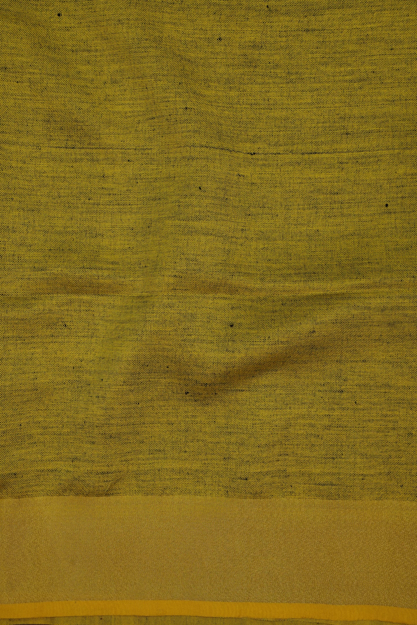 Half & Half Pure Linen Saree with Tassles - Bottle Green & Rich Mustard Yellow