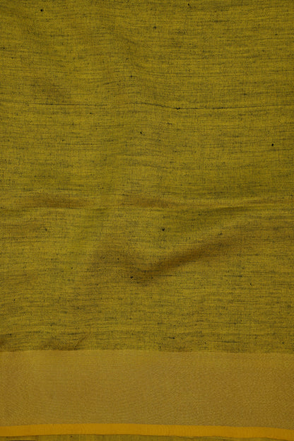 Half & Half Pure Linen Saree with Tassles - Bottle Green & Rich Mustard Yellow