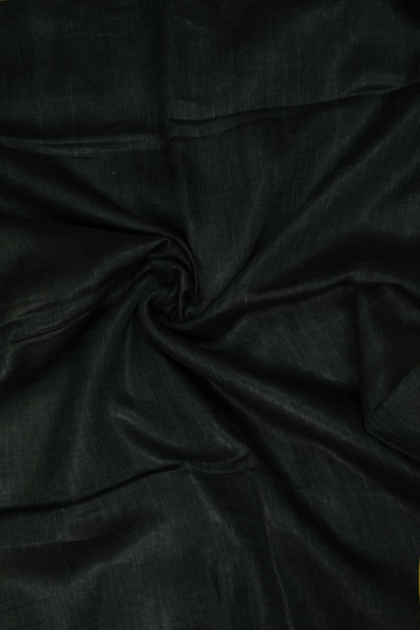 Half & Half Pure Linen Saree with Tassles - Bottle Green & Rich Mustard Yellow