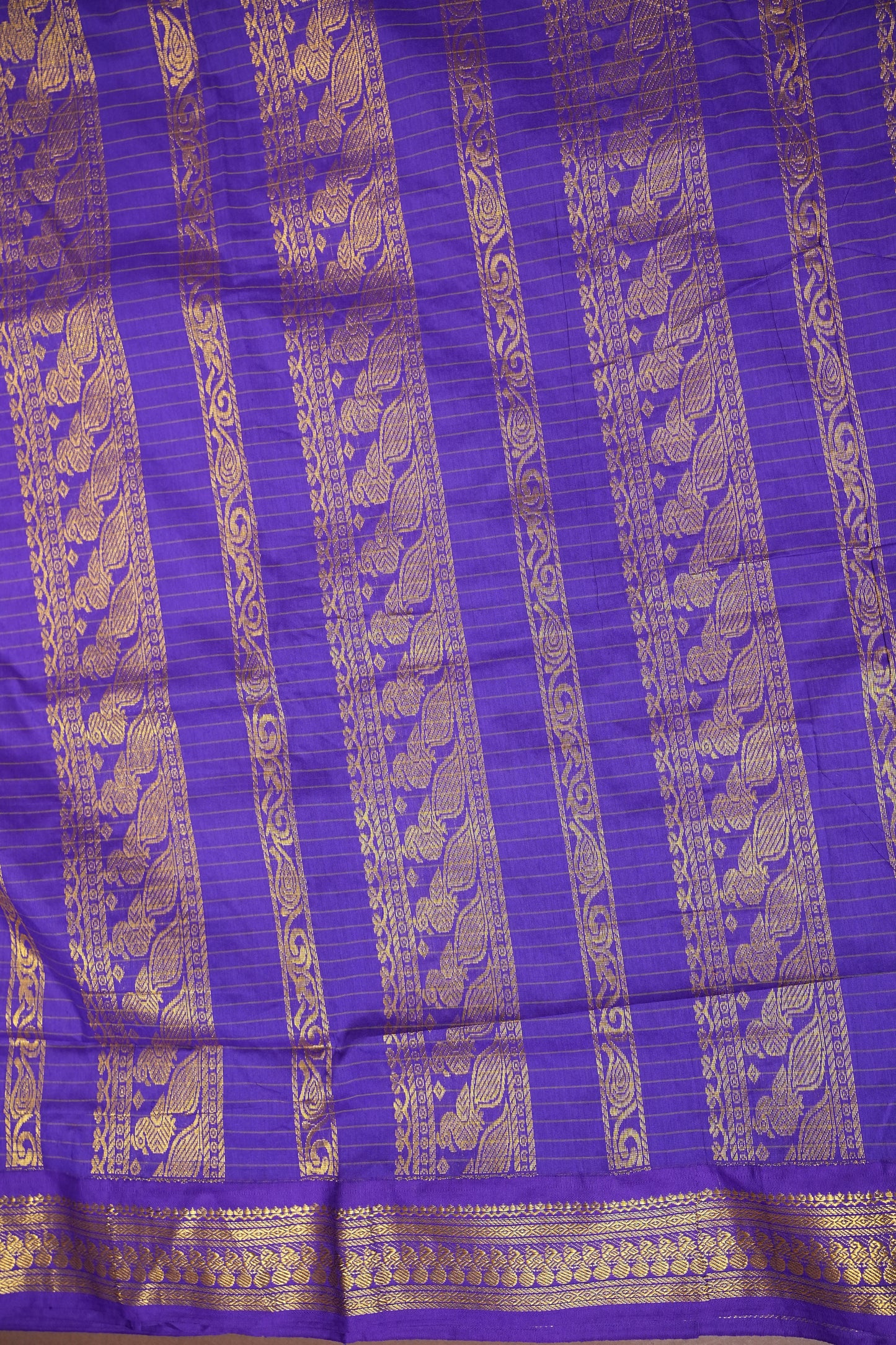 Checkered Kalyani Cotton Silk Saree - Purple