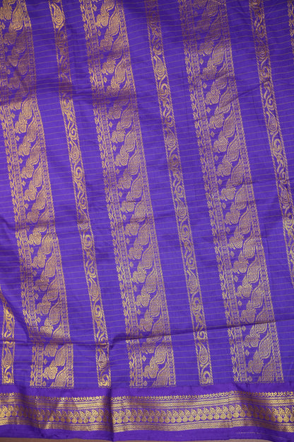 Checkered Kalyani Cotton Silk Saree - Purple