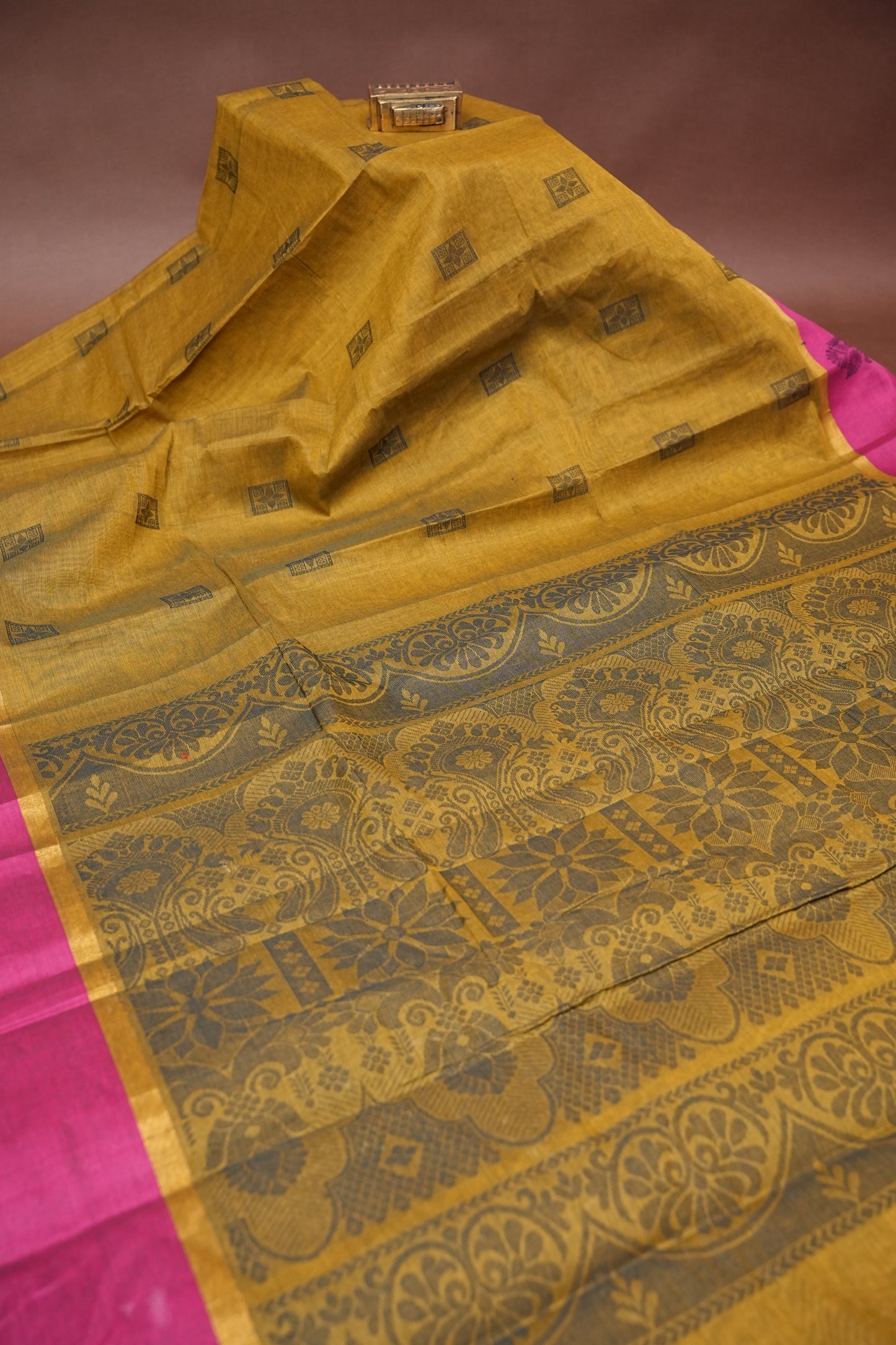 Chettinad Cotton Saree - Mustard Yellow