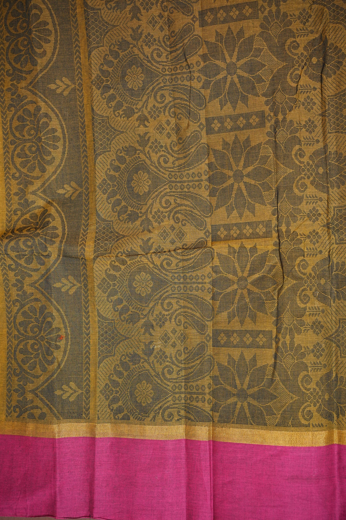 Chettinad Cotton Saree - Mustard Yellow
