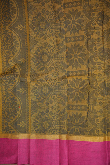 Chettinad Cotton Saree - Mustard Yellow