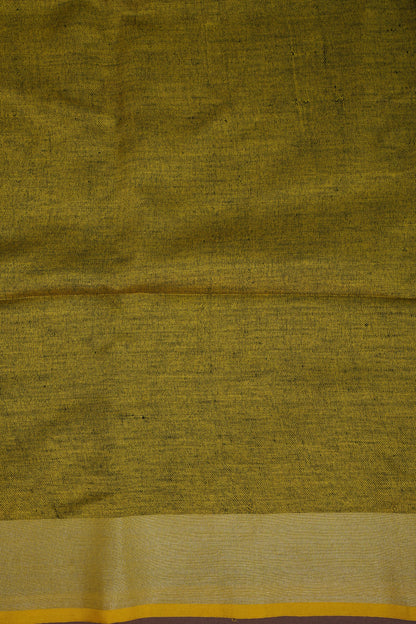Pure Linen Saree with Tassles - Navy Blue & Mustard Yellow