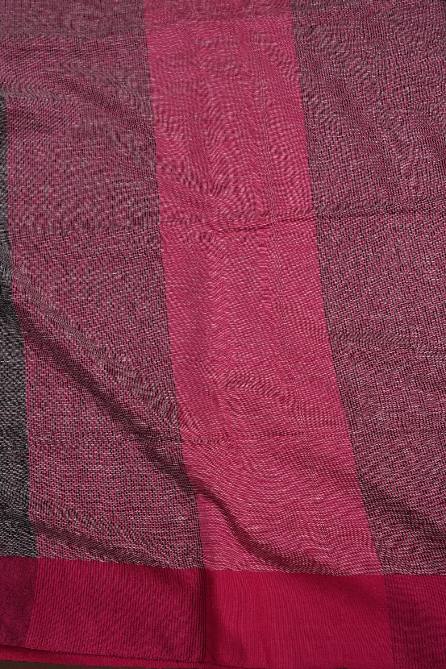 Pure Linen Saree with Tassles - Grey & Pink
