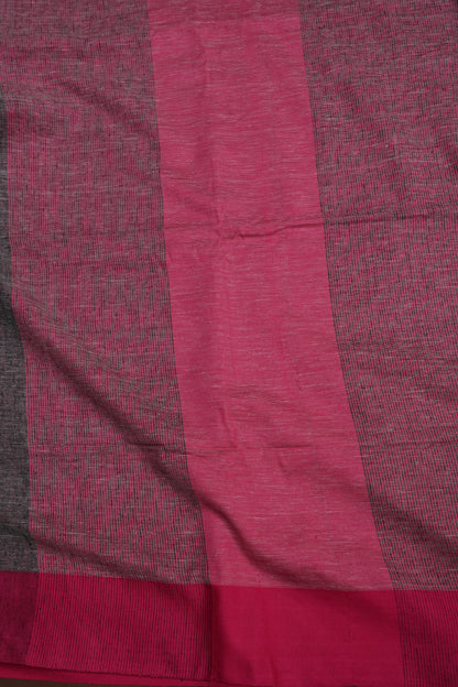 Pure Linen Saree with Tassles - Grey & Pink