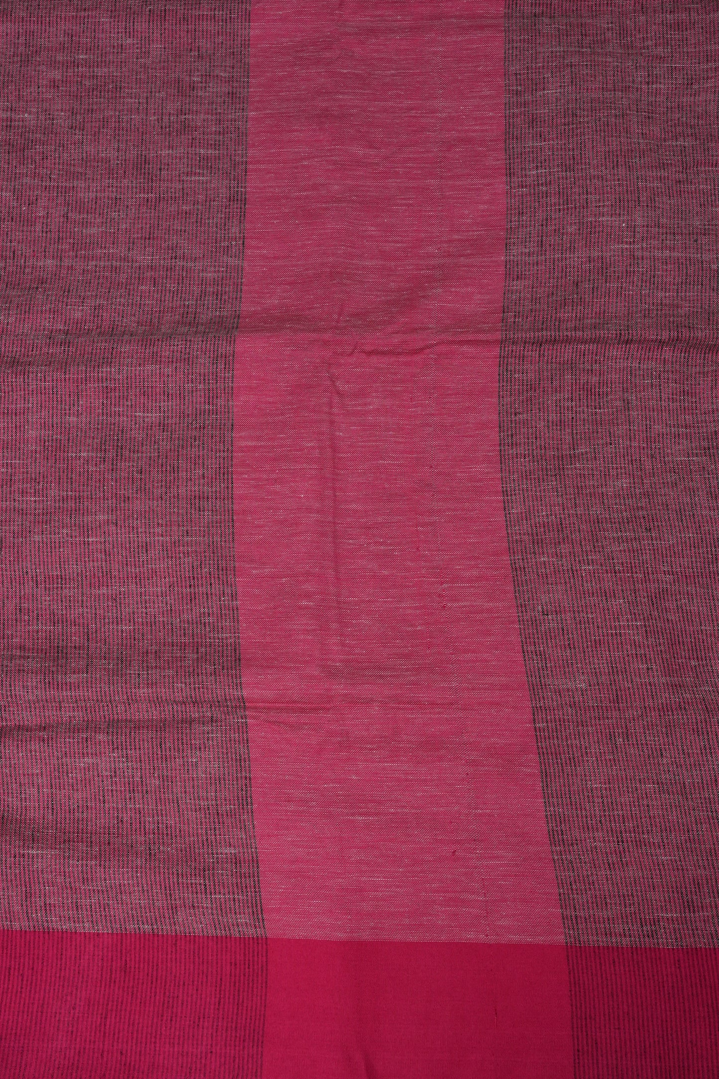 Pure Linen Saree with Tassles - Grey & Pink