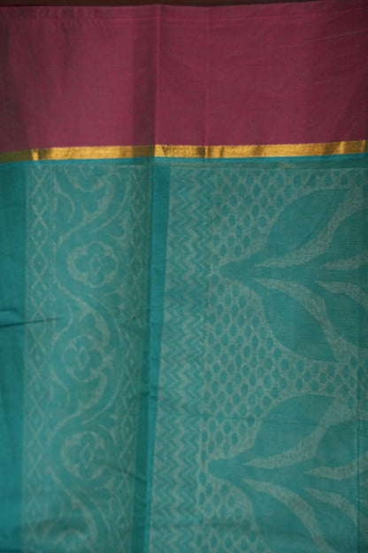 Chettinad Cotton Saree - Rama Green