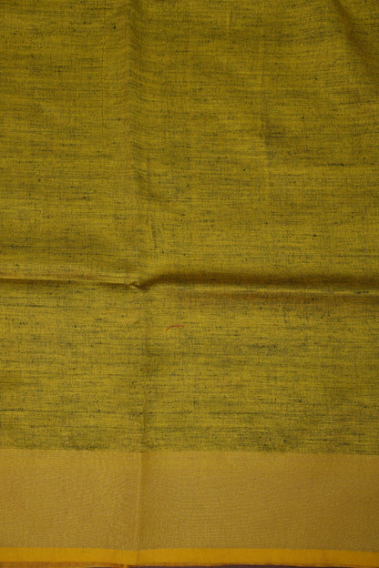 Pure Linen Saree with Tassles - Maroon & Mustard Yellow