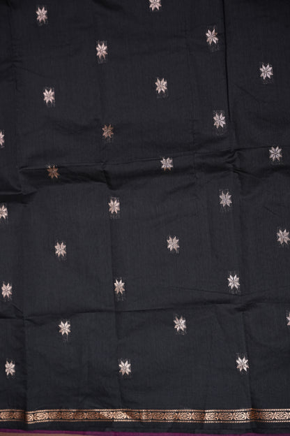 Maheshwari Silk Cotton Saree - Magenta & Black