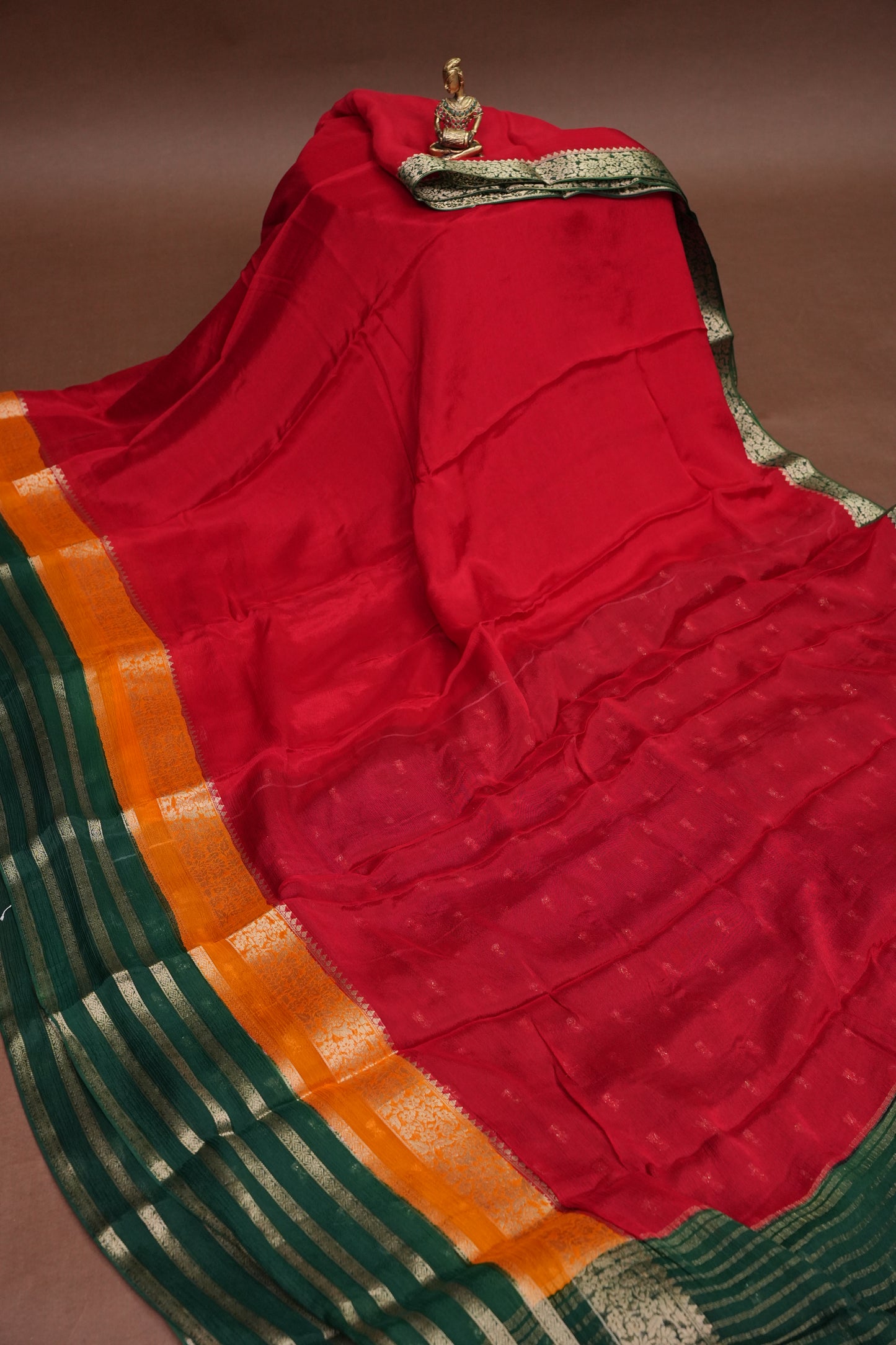 Georgette Crepe Sarees - Deep Red