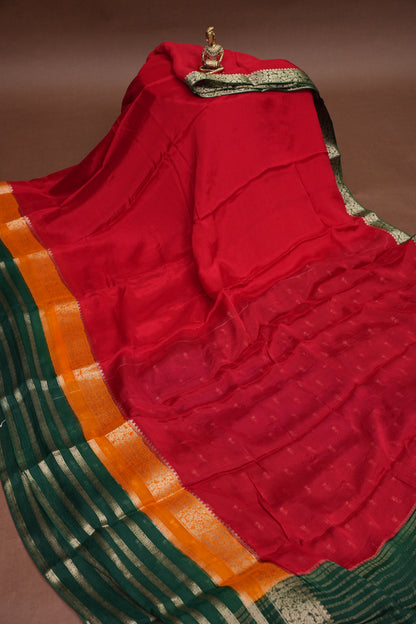 Georgette Crepe Sarees - Deep Red