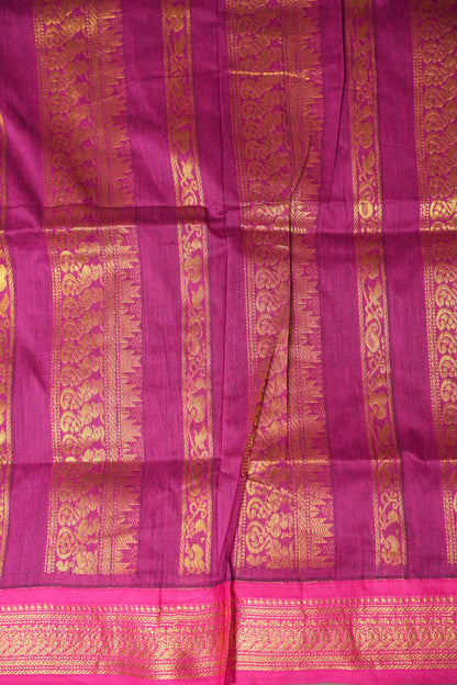 Kalyani Cotton Silk Saree - Blue and Pink