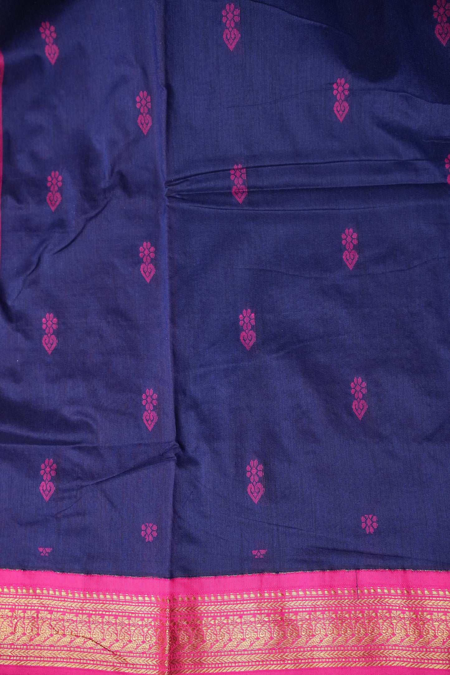 Kalyani Cotton Silk Saree - Blue and Pink